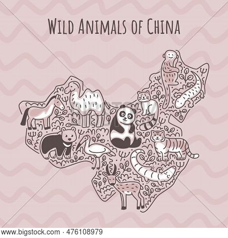 Animals China On Map Vector &amp; Photo (Free Trial) | Bigstock