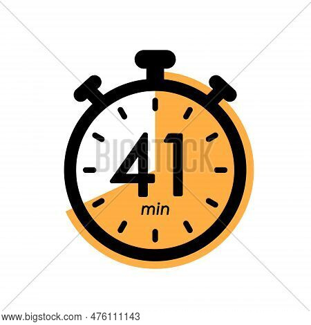 Forty One Minutes Stopwatch Icon, Timer Symbol, Cooking Time, Cosmetic Or Chemical Application Time,
