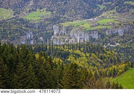 Landscape Of Forests And Cliffs In Vercors