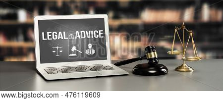 Smart Legal Advice Website For People Searching For Astute Law Knowledge In Laptop Computer On A Des
