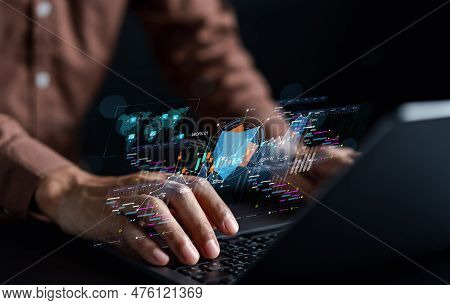 Analyst Working With Computer In Business Analytics And Data Management System To Make Report With K