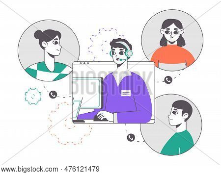 Personal Assistant Online Consulting. Customer Service Workers, Professional Support Service Operato