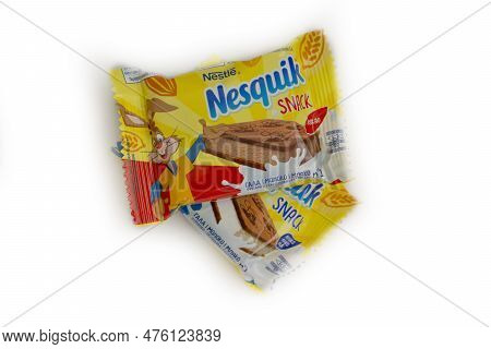 May 2, 2023 Ukraine City Kyiv Nesquik Snack On A Light Background