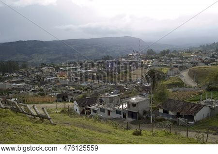 Aerial View Of Saraguro, Loja. Ecuador. Cloudy Day