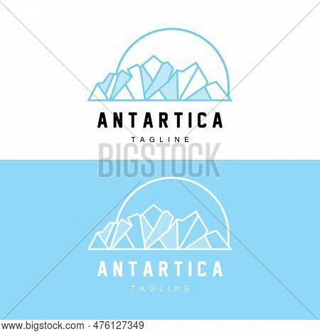 Mountain Logo, Antarctic Iceberg Logo Design, Nature Landscape Vector, Product Brand Illustration Ic