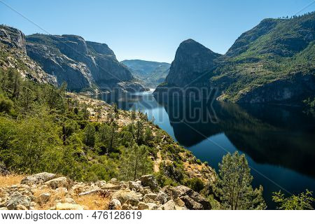 Navy Blue Waters Of Hetch Hetcy Reservoir In Yosemite National Park