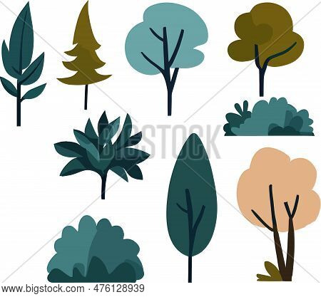 Super Flat Shrub Forest Frame Floral Vector