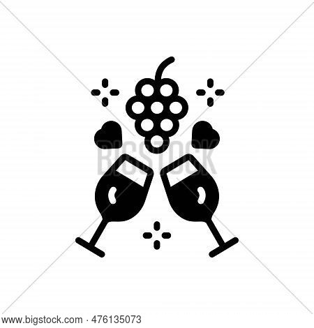 Black Solid Icon For Wine Drink Liqueur Rum Libation Merlot Liquor Celebration Wineglass Alcohol