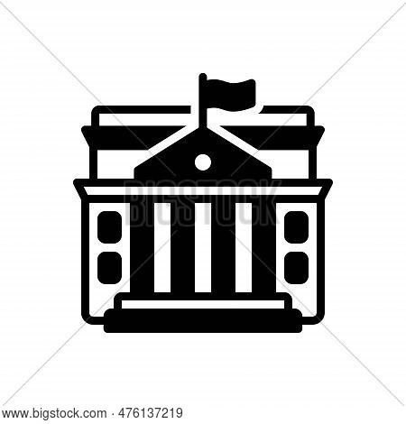 Black Solid Icon For Governmental Administrative Bureaucratic Gubernatorial Presidential Building Co