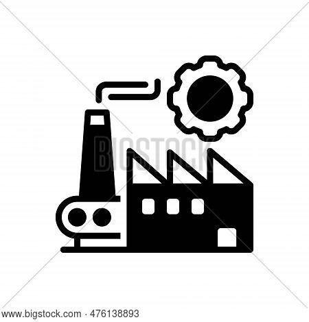 Black Solid Icon For Manufactured Industrial Technical Manufacturing Mass-produced Produced Industri