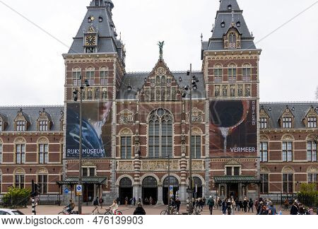 Amsterdam, Netherlands - April 21, 2023: The Rijksmuseum In Amsterdam - The Largest Exhibition On Du