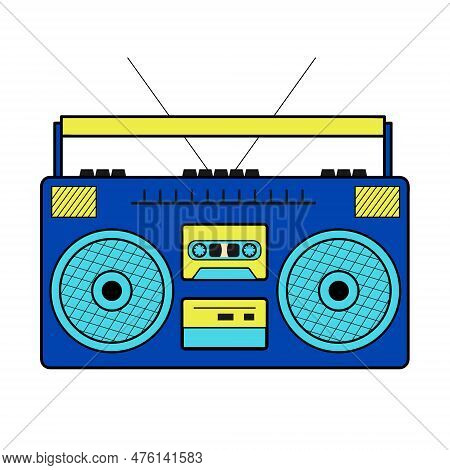 Retro Tape Recorder 80s 90s. Vintage Boombox. Portative Cassette Player. Nostalgia For The 90s.