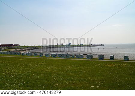 Buesum Is A Village At The German Northern Sea With Harbor And Lighthouse