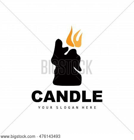 Candle Logo, Elegant Romantic Candle Light Dinner Flame Light Design, Traditional Spa Candle Vector