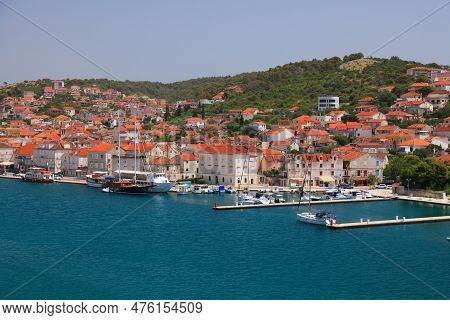 Trogir Townscape In Croatia. Ciovo Island, Croatia.