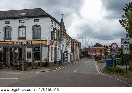 Boortmeerbeek, Flemish Brabant, Belgium - April 25, 2023 - The Village Cafe De Warande And Square