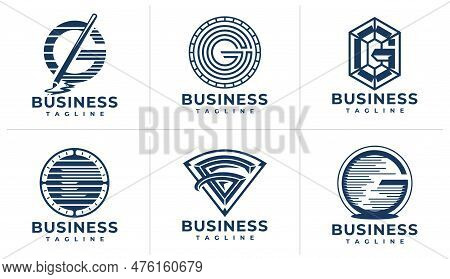 Set Of Abstract Line Initial G Logo Branding. Luxury Letter Mark G Logo Design.