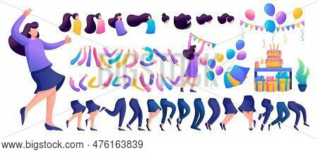 Constructor For Creating A Fun Teen Girl. Create Your Own Character With A Set Of Hands And Feet. Fl