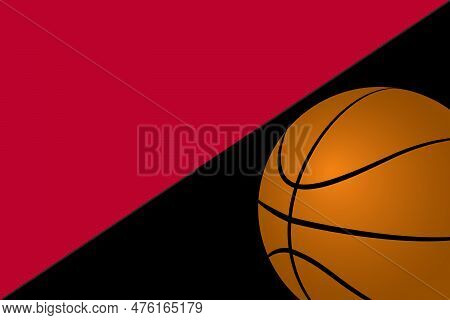 Basketball With Color Theme Background Of Professional Basketball Team. Vector Of Red And Black Bakc