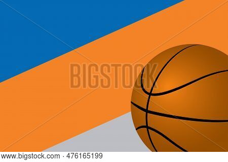Basketball With Color Theme Background Of Professional Basketball Team. Vector Of Blue Orange And Gr