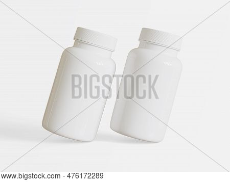 Pill Bottle Medichine White Color And Realistic