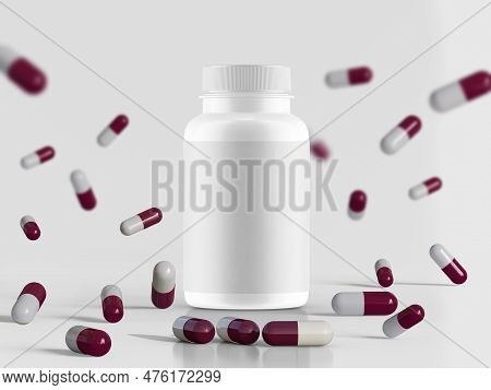 Pill Bottle Medichine White Color And Realistic