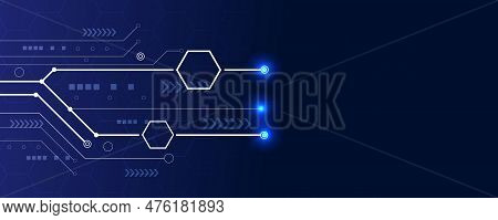 Technology Modern Future Background Illustration Dark Blue Background With White Dotted Lines And Li