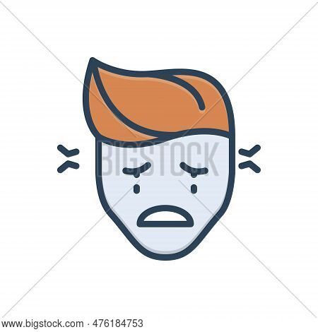 Color Illustration Icon For Desperate Downcast Dispirited Despairing Hopeless Anguished Sorrow Grief