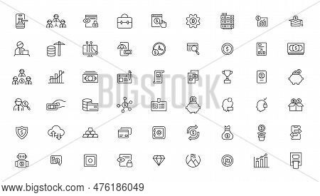Set Of Fintech Modern Icons. Simple Line Art Style Icons Pack.fintech Simple Concept Icons Set. Cont