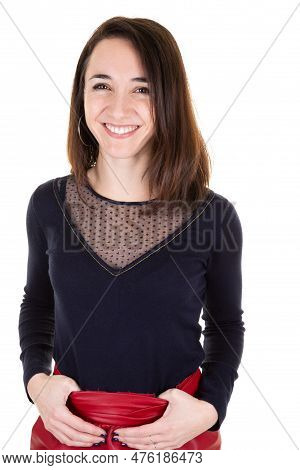 Pround Beauty Young Woman Fashion Pretty  Under White Background