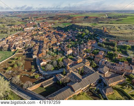 Aerial Views Of The Town Of Ayllon Cradle Of The Red Villages In Addition Of Beautiful Medieval Town