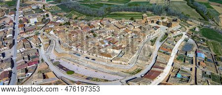 Panoramic Aerial View Of Monteagudo De Las Vicarias Is A Historic Town In The Province Of Soria, Jud