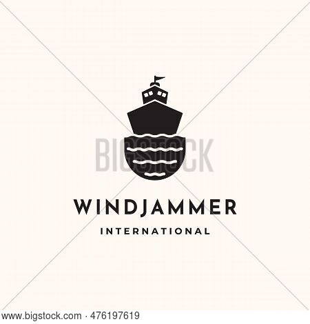 Windjammer Ship Vintage Logo Vector Minimalist Illustration Design, Authentic Windjammer Logo Design