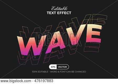 Colorful Wave Text Effect Style. Editable Text Effect.