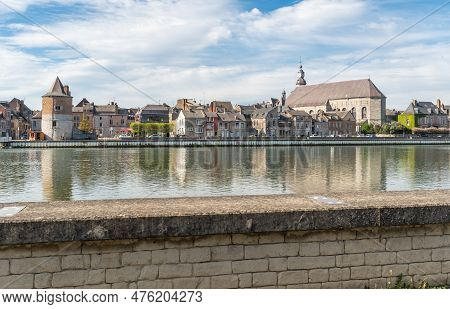 View Of Givet, A Commune On River Meuse In The Ardennes Department In Northern France