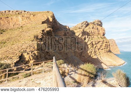 Sierra Helada Nature Park, Benidorm, Spain. Mediterranean Sea Coast Landscape With Cliffs Of Mountai