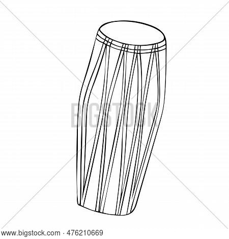 Vector Illustration Of Mrdanga Indian Two-sided Drum Khol Played With Palms And Fingers Of Both Hand