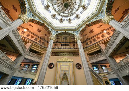 Moscow, Russia - Jan 22, 2022: Cathedral Mosque In Moscow, Russia. Islamic Religious Architecture. M