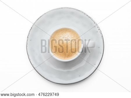Espresso Small Fresh Coffee Cup On White. Great Source Of Energy