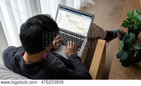 Project Planning Software For Modish Business Project Management On The Computer Screen Showing Time
