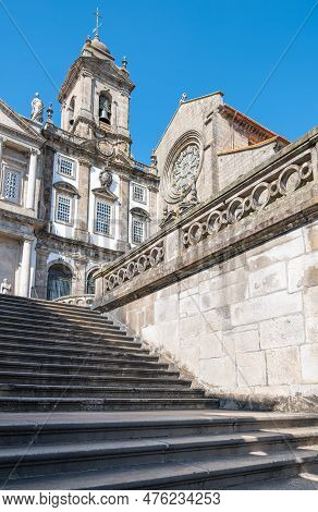 Porto, Portugal, The Facede And Bell Tower Of The Church And Convent Of St. Francisco