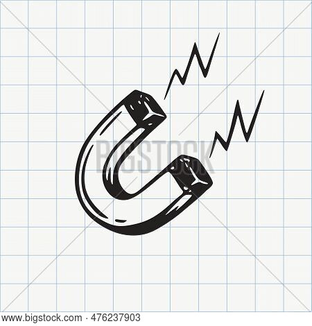 Magnet Doodle Icon. Hand Drawn Outline Sketch Style Vector Illustration