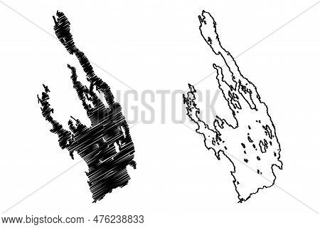Lake Hoytiainen (republic Of Finland) Map Vector Illustration, Scribble Sketch Höytiäinen Map