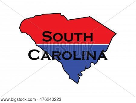 Politically Split State Of South Carolina With Half Red And Blue.
