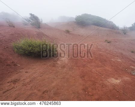 Picturesque Erosion Red Earth And Sand Hills Desert Landscape Near The Viewpoint Mirador De Abrante 