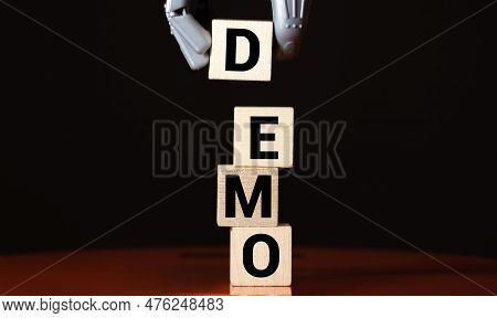 Demo. Cubes Form The Word Demo. An Extensive Concept Of The Word Demo Applied In Different Fields Of