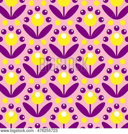 Violet, Pink And Yellow Surface Pattern For Tablecloth, Oilcloth, Bedclothes Or Other Textile Design