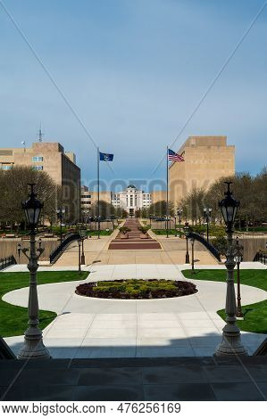 Lansing Mi - May 6, 2023: Capital Complex From The Steps Of The Michigan Capitol Building