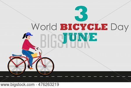World Bicycle Day Design With Cycle On Green Mountain