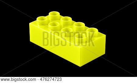 Absinthe Plastic Toy Block Isolated On A Black Background. Children Toy Brick, Perspective View. Clo